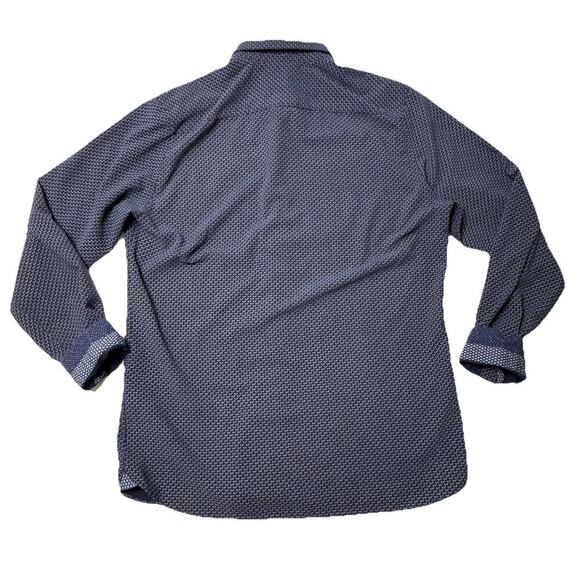 TED BAKER Mens Navy Red Printed Long Sleeve Modal Formal Casual Shirt Medium 4 - Picture 1 of 12